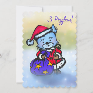 Westie Santa Claus - З Різдвом! - Hand Drawn Holiday Card