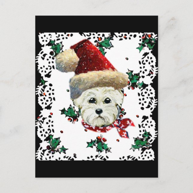 Westie Santa Holiday Postcard (Front)