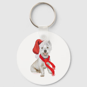 Westie Santa's Helper Keychain