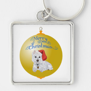 Westie Santa's Helper Ornament Keychain