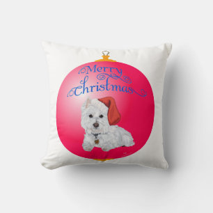 Westie Santa's Helper Ornament Throw Pillow