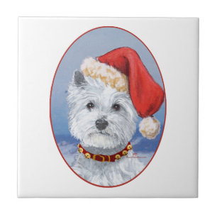 Westie Santas Helper Tile