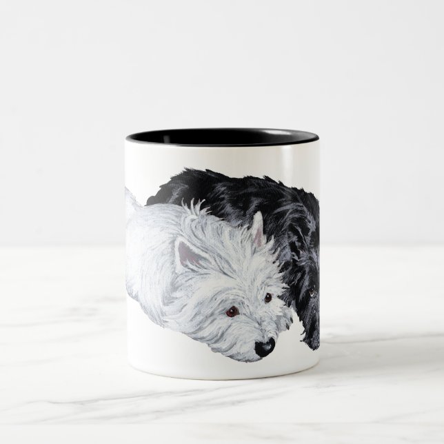 Westie & Scottie at Ease Two-Tone Coffee Mug (Center)