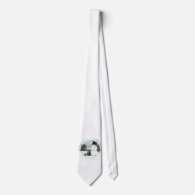 Westie & Scottie Build a Snowman Tie (Front)