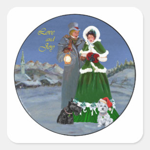 Westie & Scottie Christmas Carols Square Sticker