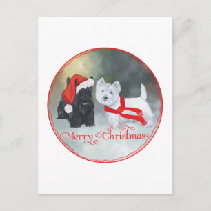 Westie Scottie Christmas Holiday Postcard