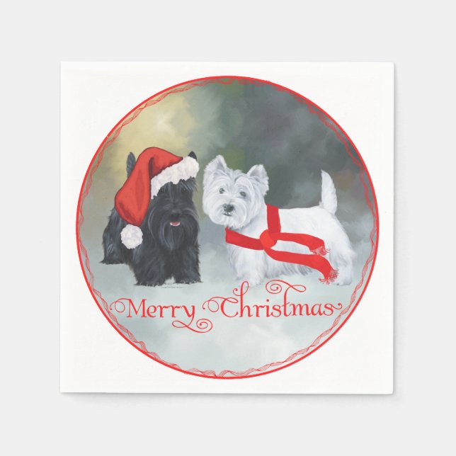 Westie Scottie Christmas Napkin (Front)