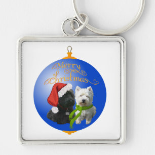 Westie Scottie Christmas Ornament Keychain