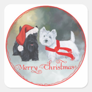 Westie Scottie Christmas Square Sticker
