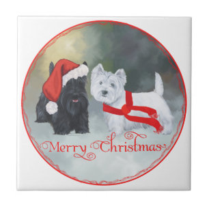 Westie Scottie Christmas Tile