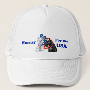 Westie & Scottie Hooray for USA Trucker Hat