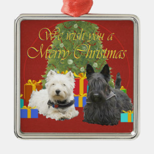 Westie & Scottie Merry Christmas Metal Ornament