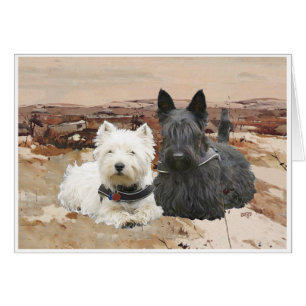 Westie & Scottie Together Autumn