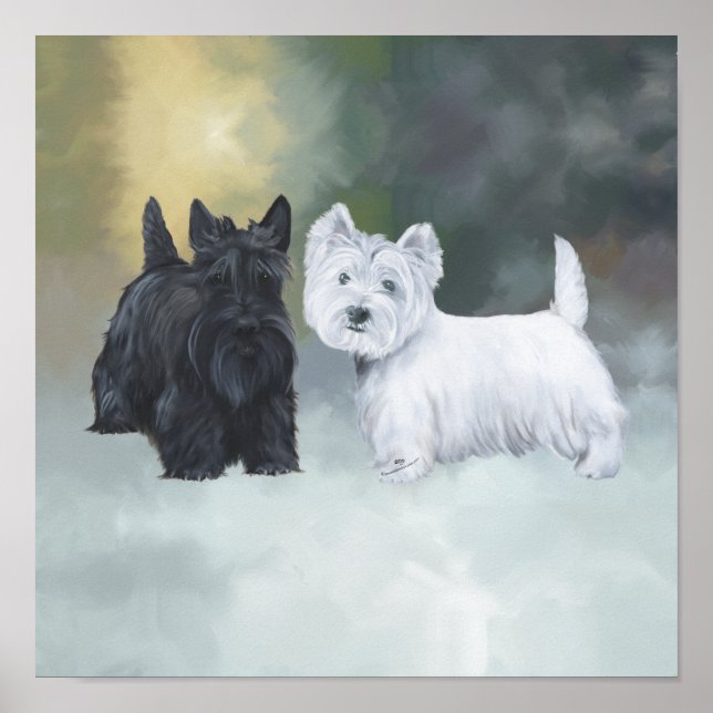 Westie Scottie Wintertime Poster (Front)