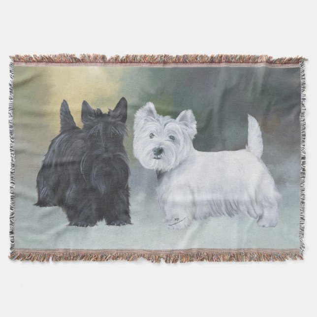 Westie Scottie Wintertime Throw Blanket (Front)