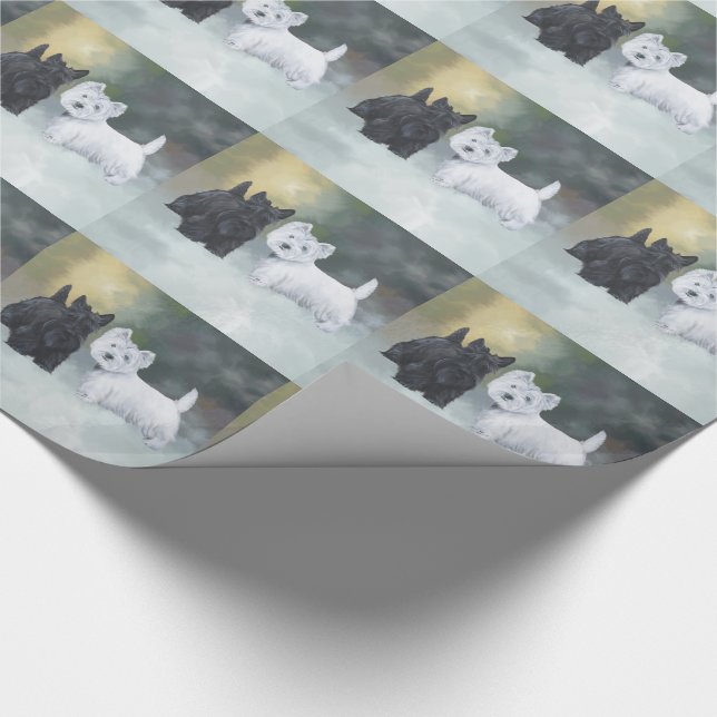Westie Scottie Wintertime Wrapping Paper (Corner)