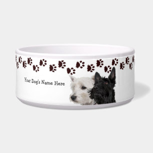 Westie & Scotty Puppies Waiting For Their Food