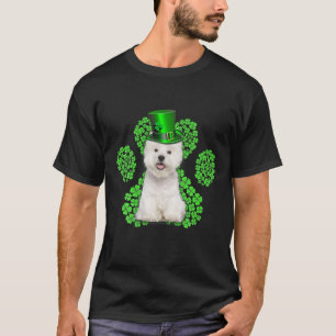 Westie Shamrock Paw Clovers St Patrick's Day T-Shirt