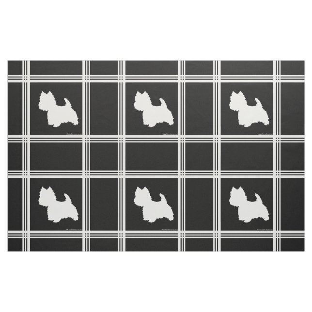Westie Silhouette on Black Fabric (Fat Quarter)