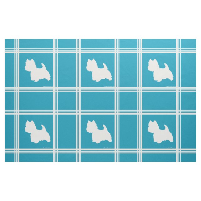 Westie Silhouette on Turquoise Fabric (Fat Quarter)