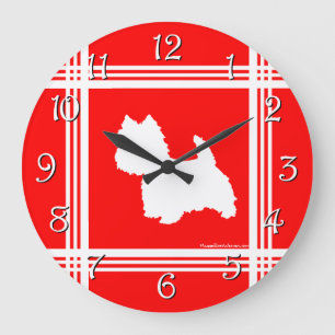 Westie Silhouette Red Large Clock