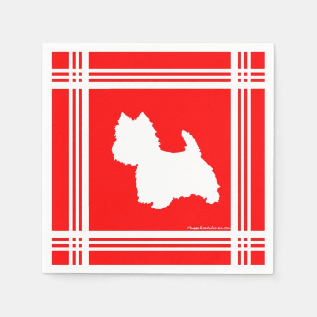 Westie Silhouette Red Napkin (Front)