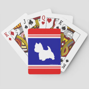 Westie Silhouette Red, White, Blue Playing Cards