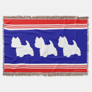 Westie Silhouette Red, White, Blue Throw Blanket