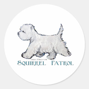 Westie Squirrel Patrol Classic Round Sticker
