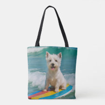Westie Surfing Beach Sac fourre-tout