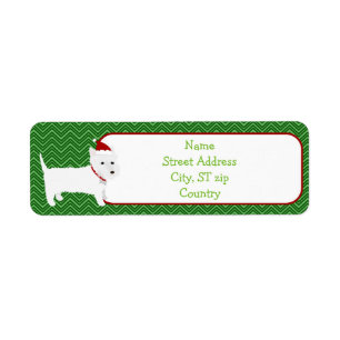 Westie Terrier Santa Hat Adresse de retour Label
