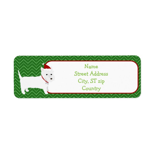 Westie Terrier Santa Hat Adresse de retour Label (Devant)