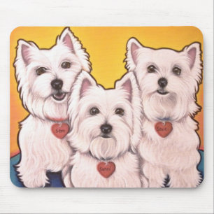 Westie trio mouse pad