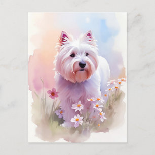 Westie Watercolor Portrait 1 carte postale