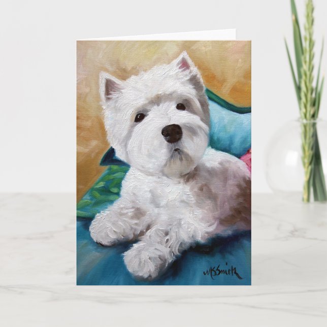 Westie West Highland Terrier Dog Puppy Art Card (Front)