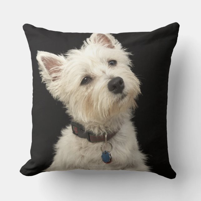 Westie (West Highland terrier) with collar Throw Pillow (Front)