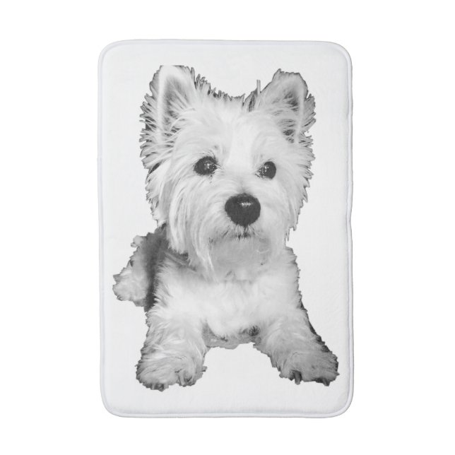 Westie white highland terrier white bath mat (Front Vertical)