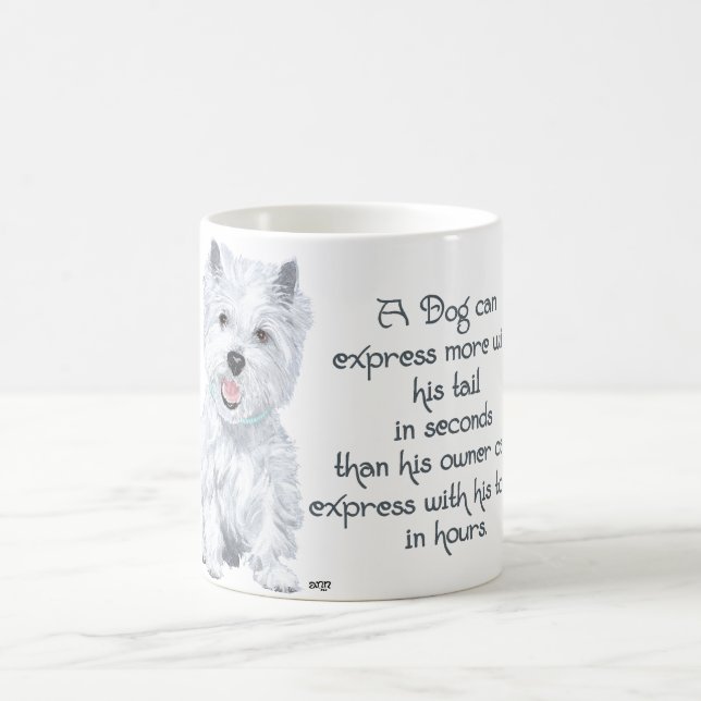 Westie Wisdom - Wagging Tail or Tongue? Coffee Mug (Center)