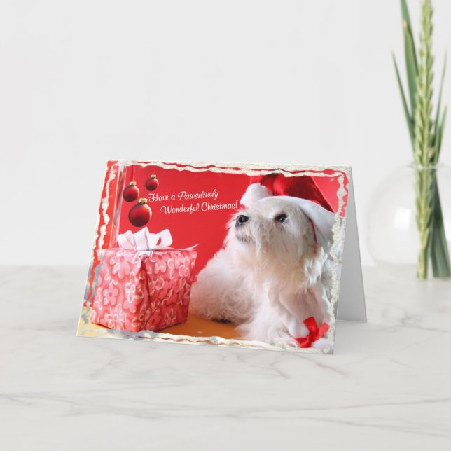 Westie Wonderful Christmas Wishes 4 - Customize It Holiday Card (Front)