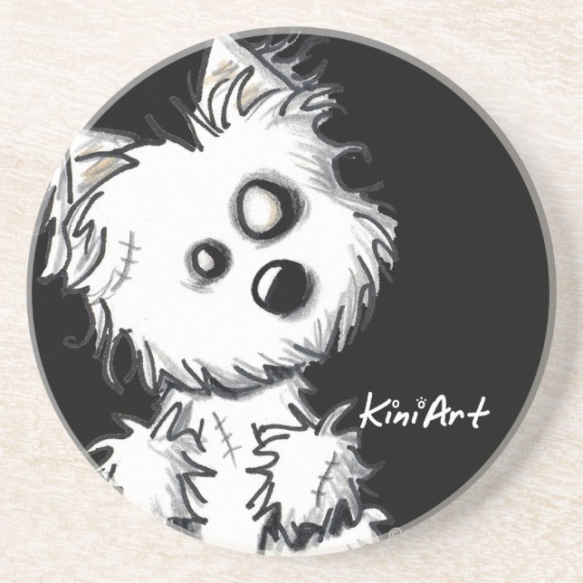 Westie Zombie Dog Coaster (Front)