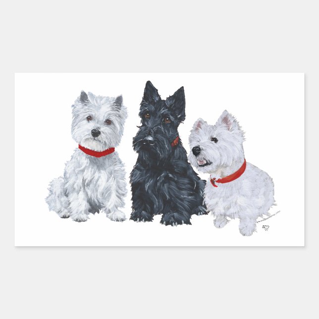 Westies and a Scottie Together Sticker (Front)