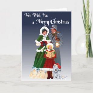 Westies and Family Christmas Carols Holiday Card