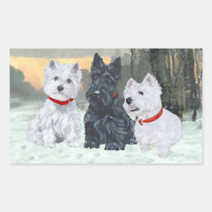 Westies and Scottie with Snowman Sticker