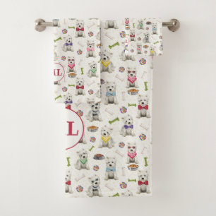 Westies blanches avec accessoires Monogramme lunai