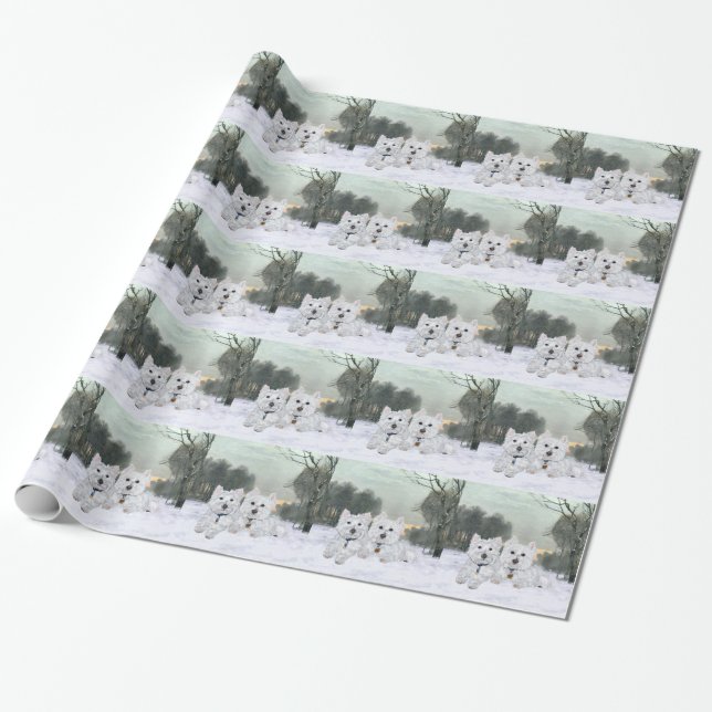 Westies Christmas Cheer Wrapping Paper (Unrolled)