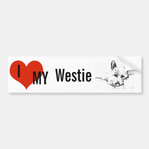 Westies Love,  black and white drawing Bumper Sticker
