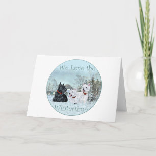 Westies & Scottie in Wintertime Holiday Card