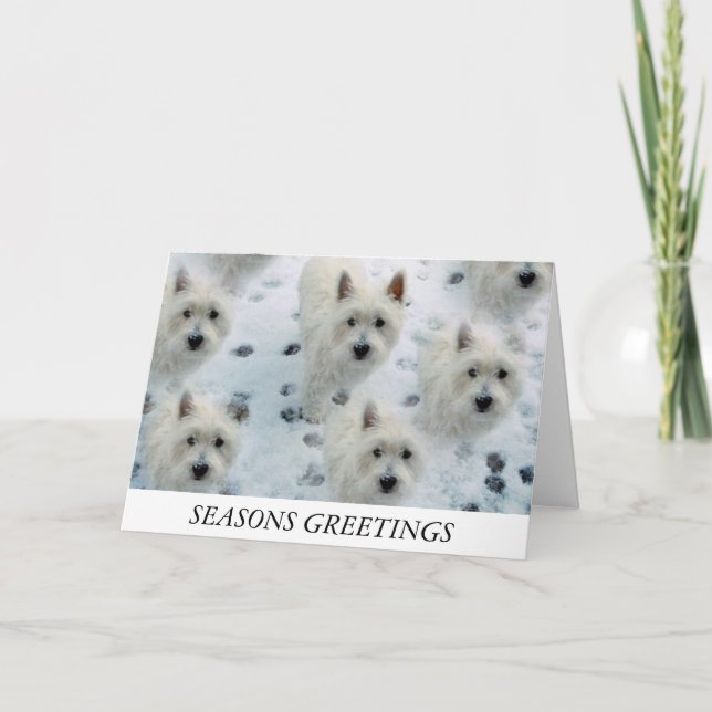 Westies Snow Christmas Card Mum Dad Friend etc (Front)