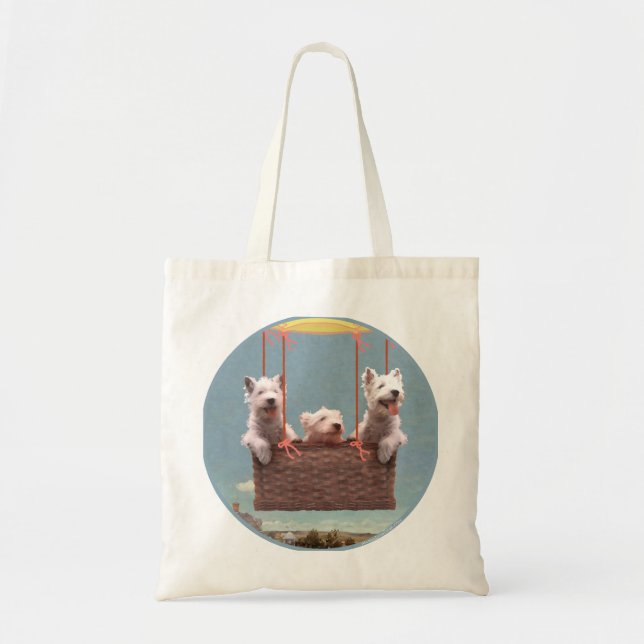 Westies Up in a Balloon Tote Bag (Front)