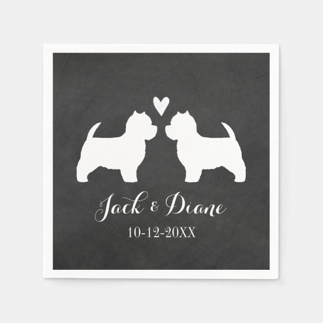 Westies Wedding Couple with Custom Text Napkin (Front)